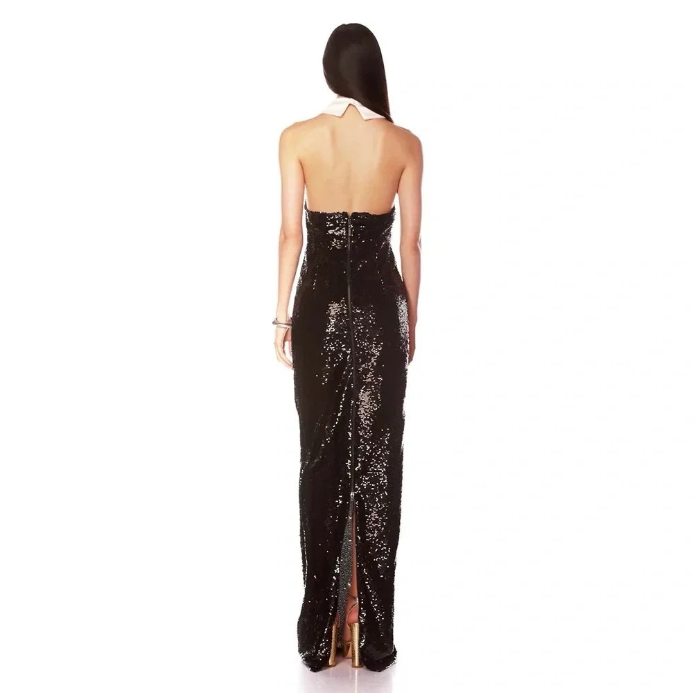 NWOT Bronx and Banco Wednesday Sequin Halterneck Maxi Dress Elegant - Picture 4 of 17